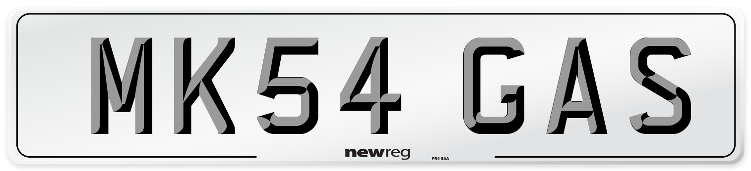 MK54 GAS Number Plate from New Reg